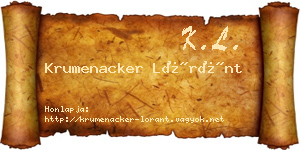 Krumenacker Lóránt névjegykártya